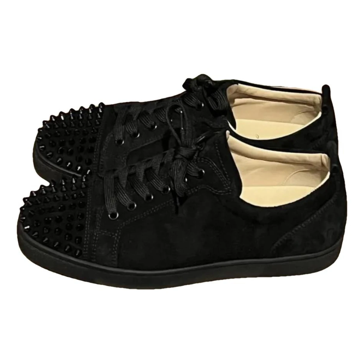 Pre-owned Christian Louboutin Louis Junior Spike Low Trainers In Black