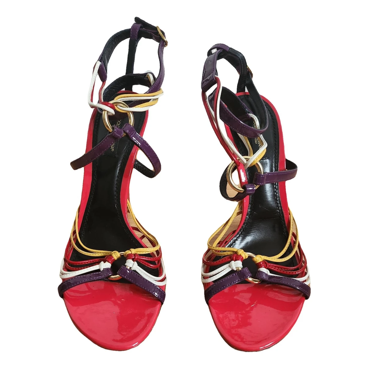 Pre-owned Dolce & Gabbana Patent Leather Sandal In Multicolour