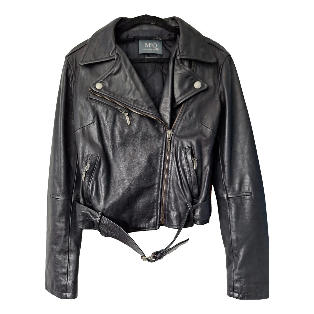 Pre-owned Mcq By Alexander Mcqueen Leather Biker Jacket In Black