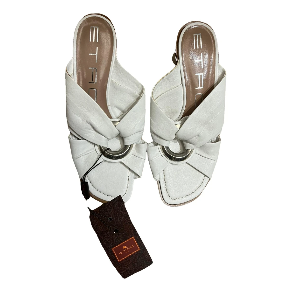 Pre-owned Etro Leather Sandals In White