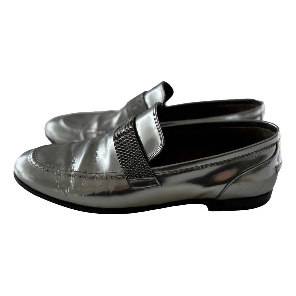 Pre-owned Brunello Cucinelli Leather Flats In Silver