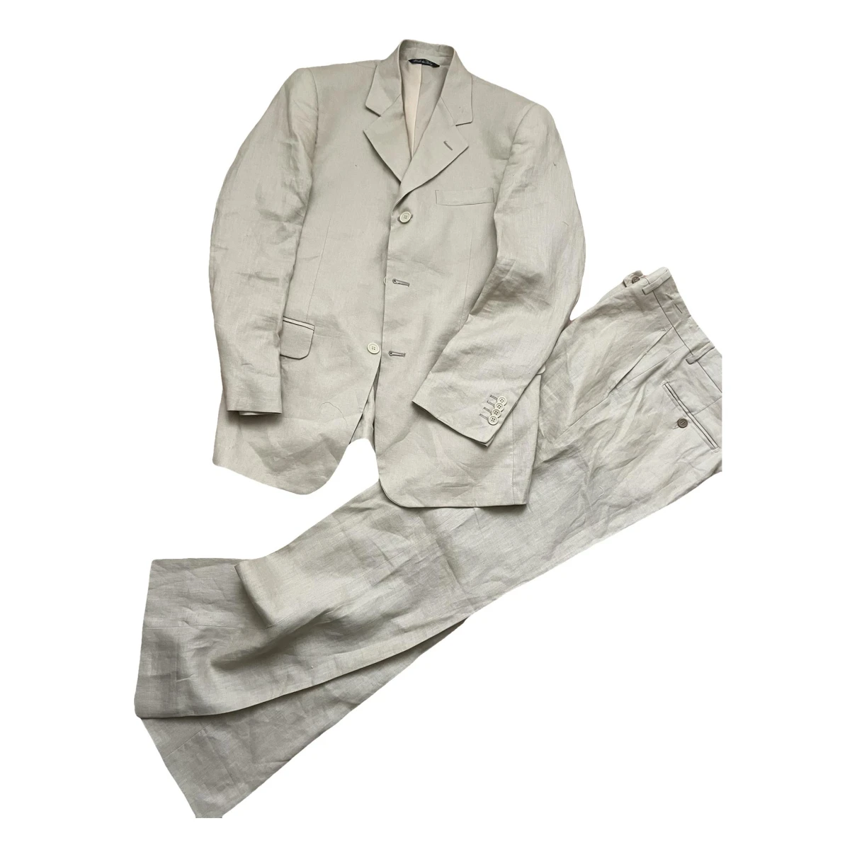 Pre-owned Vincent Trade Linen Suit In Beige