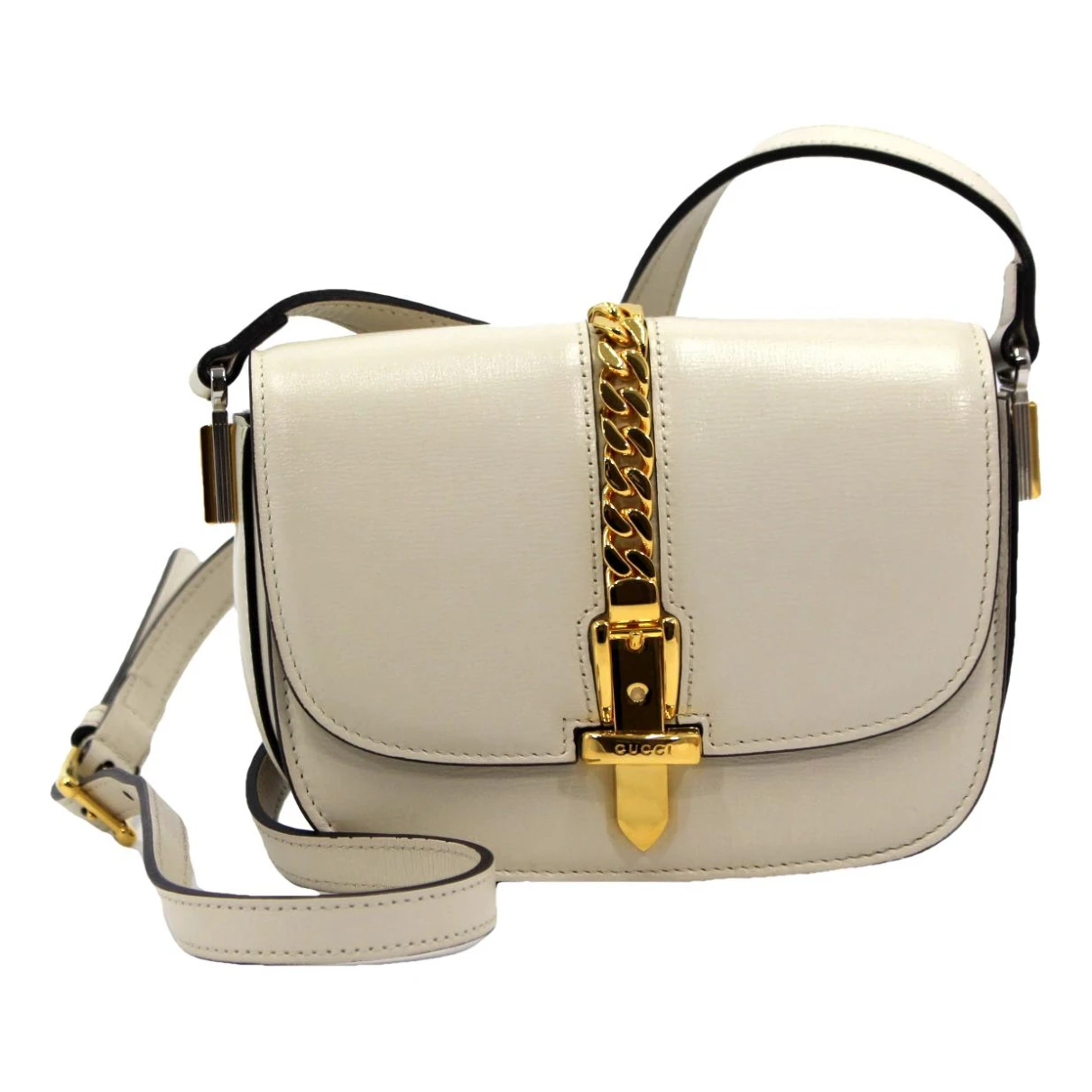 Pre-owned Gucci Sylvie 1969 Leather Crossbody Bag In White