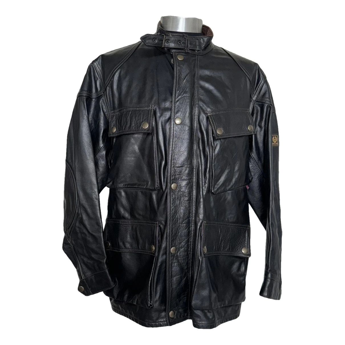 Pre-owned Belstaff Leather Peacoat In Black