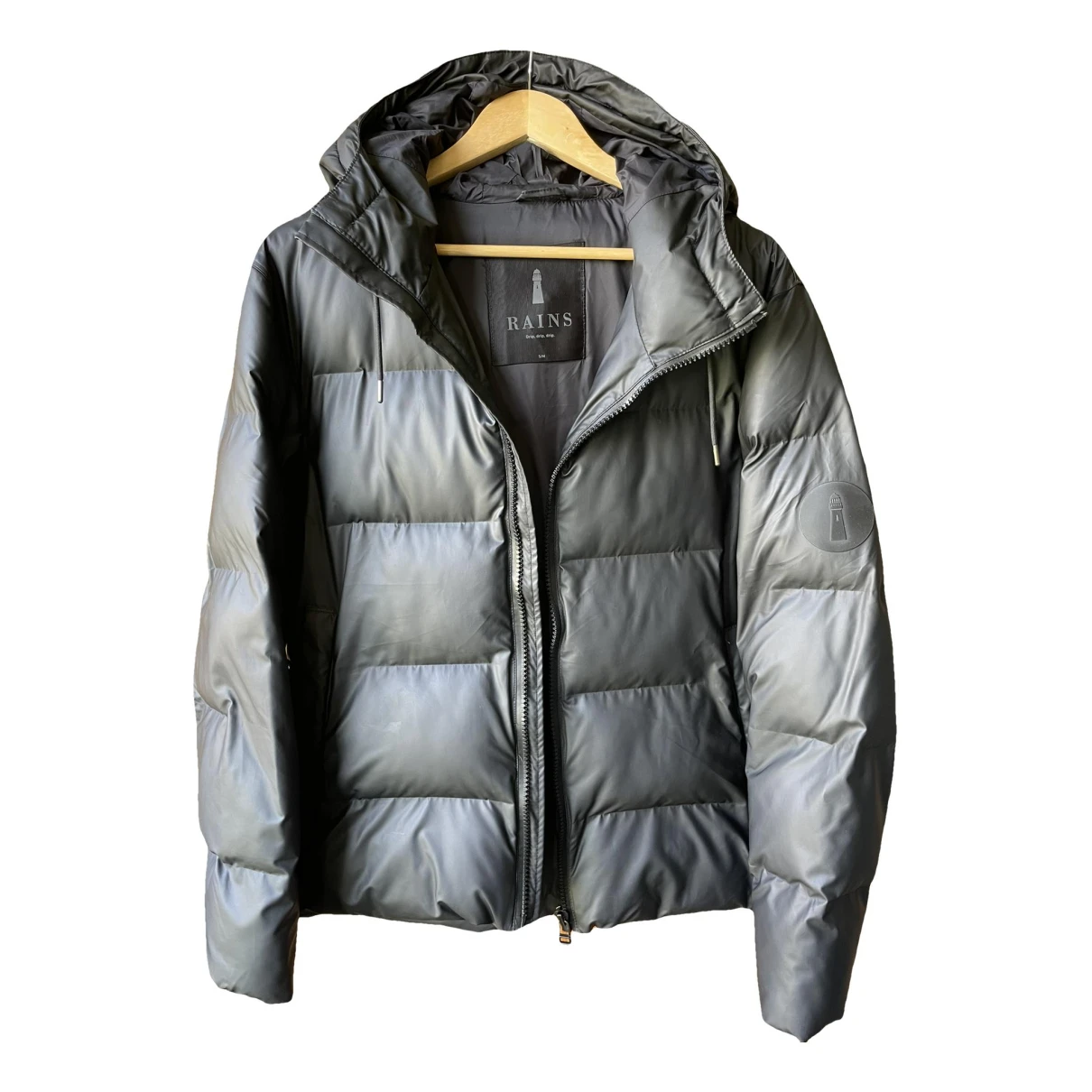 Pre-owned Rains Puffer In Black