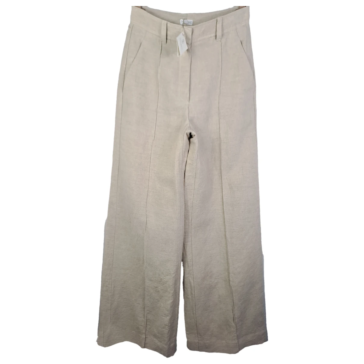 Pre-owned Brunello Cucinelli Linen Large Pants In Beige