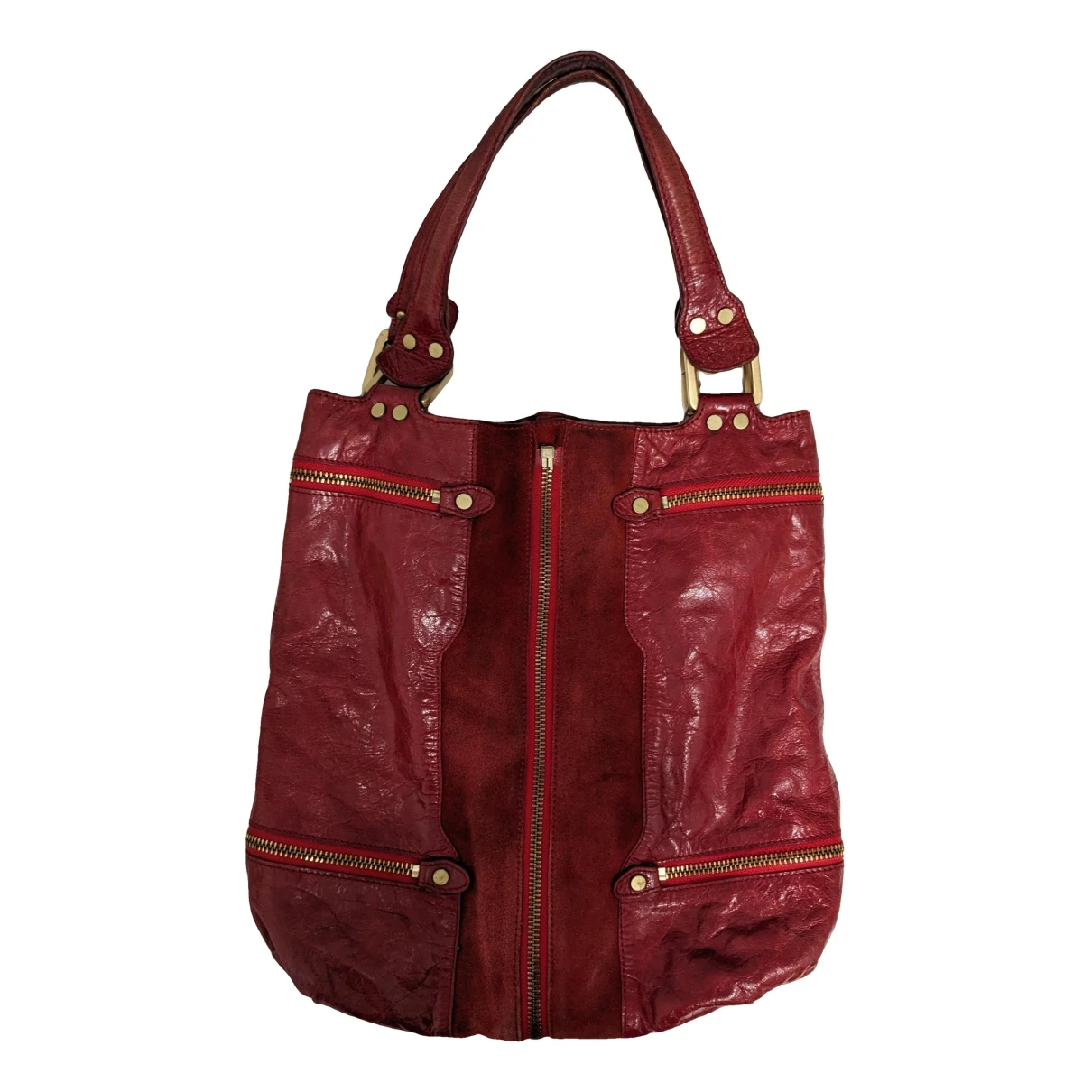 Pre-owned Jimmy Choo Leather Handbag In Burgundy