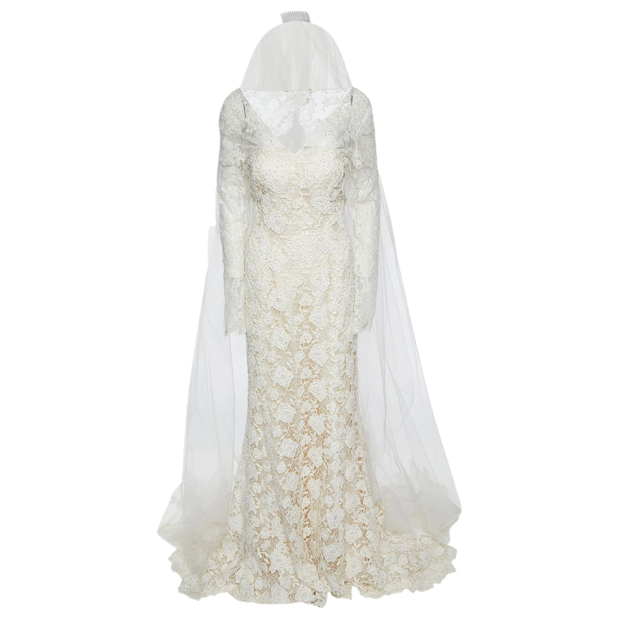 Pre-owned Oscar De La Renta Lace Dress In White