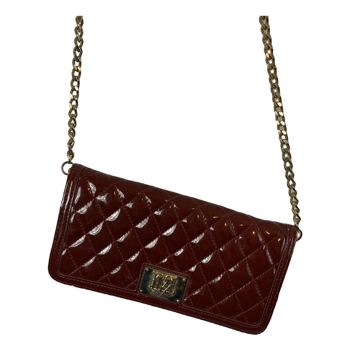 Pre-owned Moschino Love Leather Crossbody Bag In Burgundy