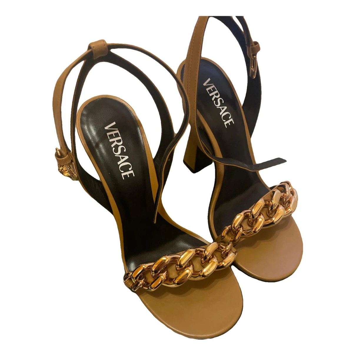 Pre-owned Versace Leather Sandal In Brown