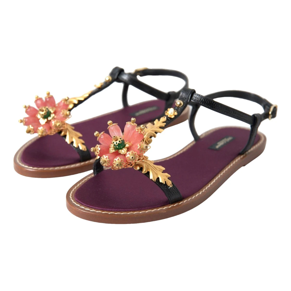 Pre-owned Dolce & Gabbana Leather Sandal In Purple