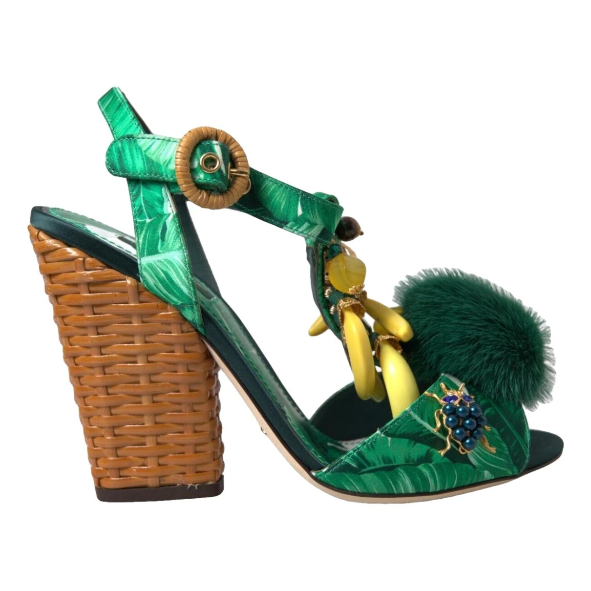 Pre-owned Dolce & Gabbana Cloth Sandal In Green