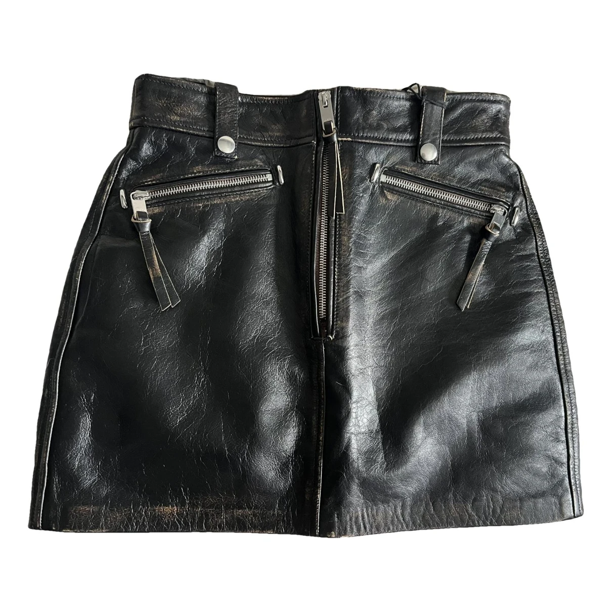 Pre-owned Diesel Leather Mini Skirt In Black