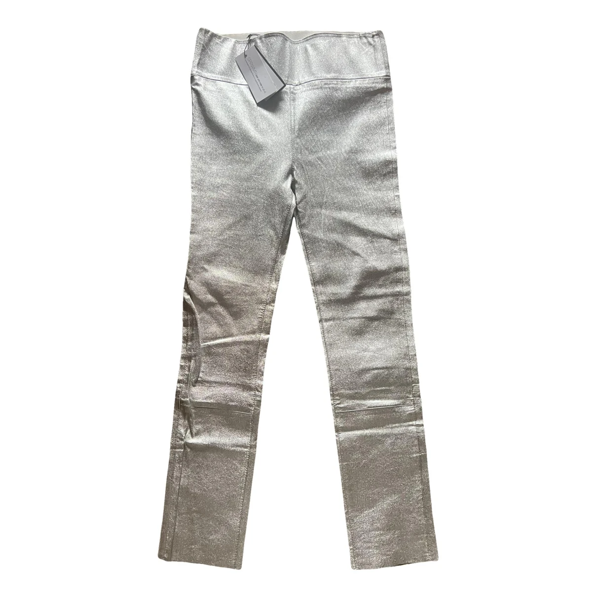 Pre-owned Sprwmn Leather Leggings In Silver