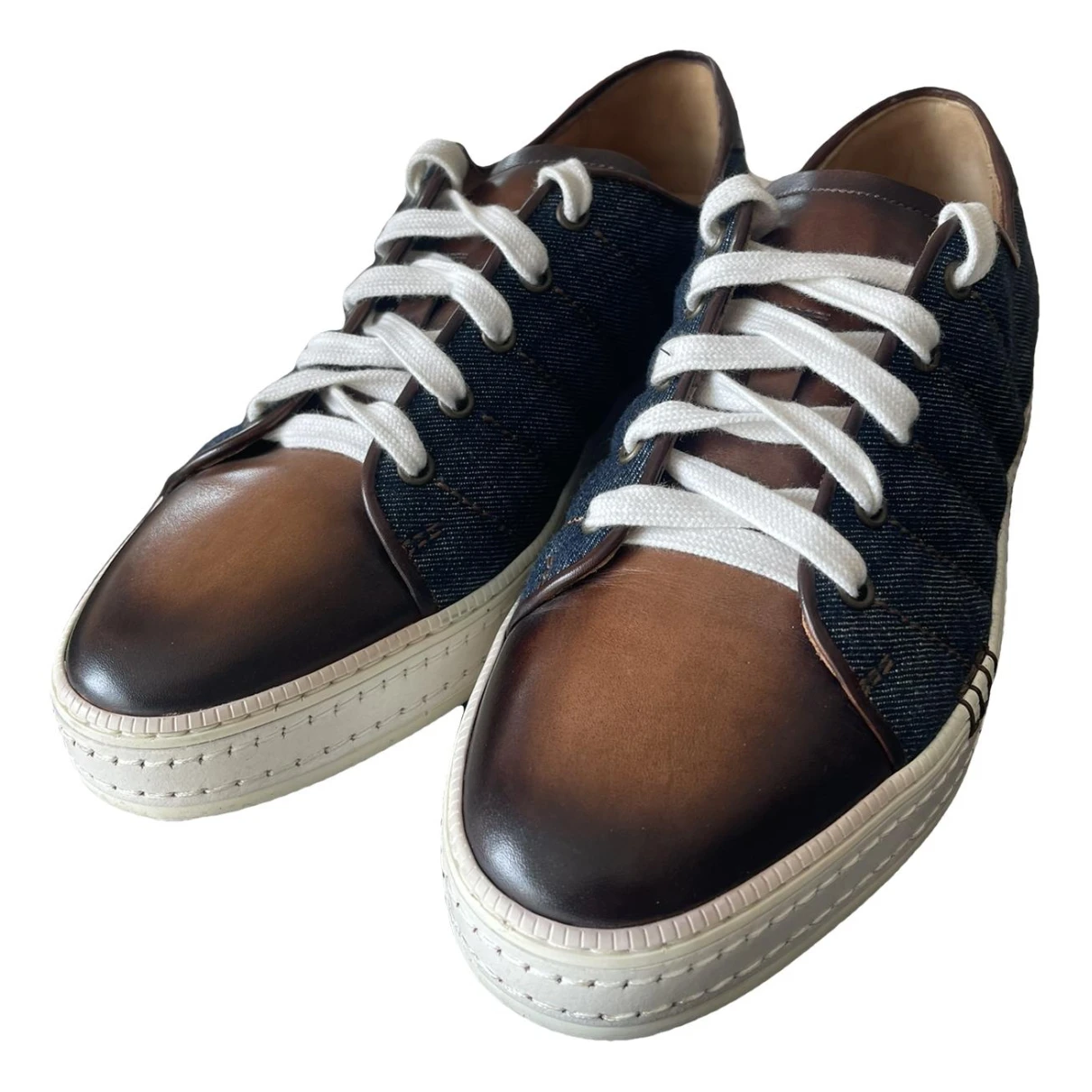 Pre-owned Berluti Leather Low Trainers In Blue