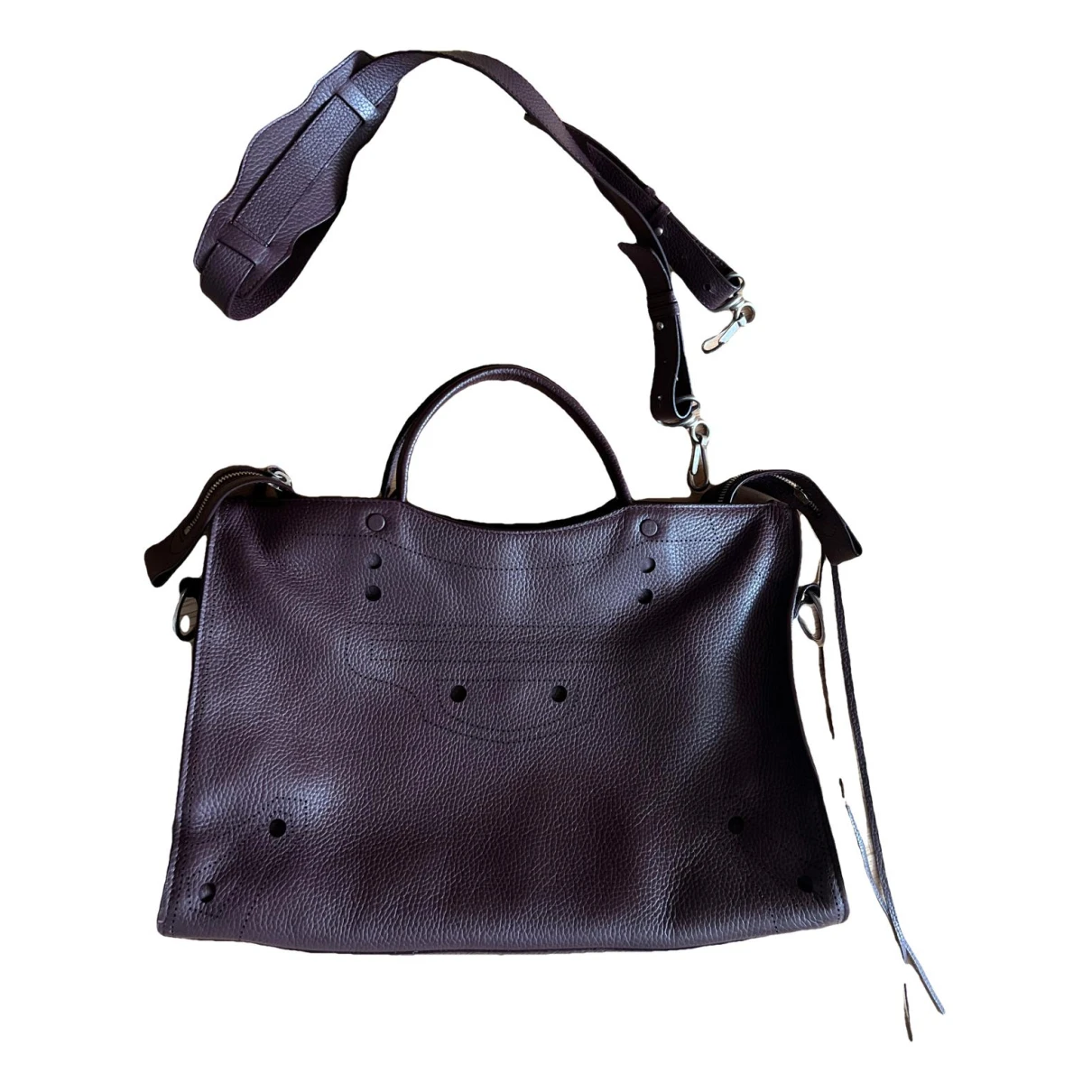 Pre-owned Balenciaga Blackout Leather Crossbody Bag In Burgundy