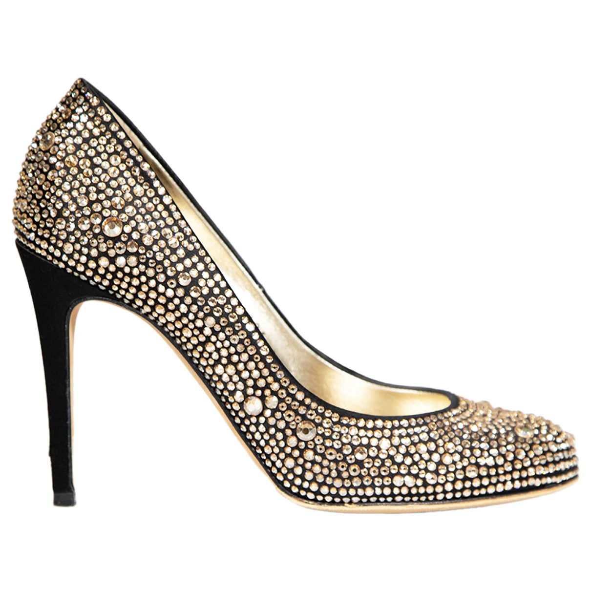 Pre-owned Gina Glitter Heels In Gold