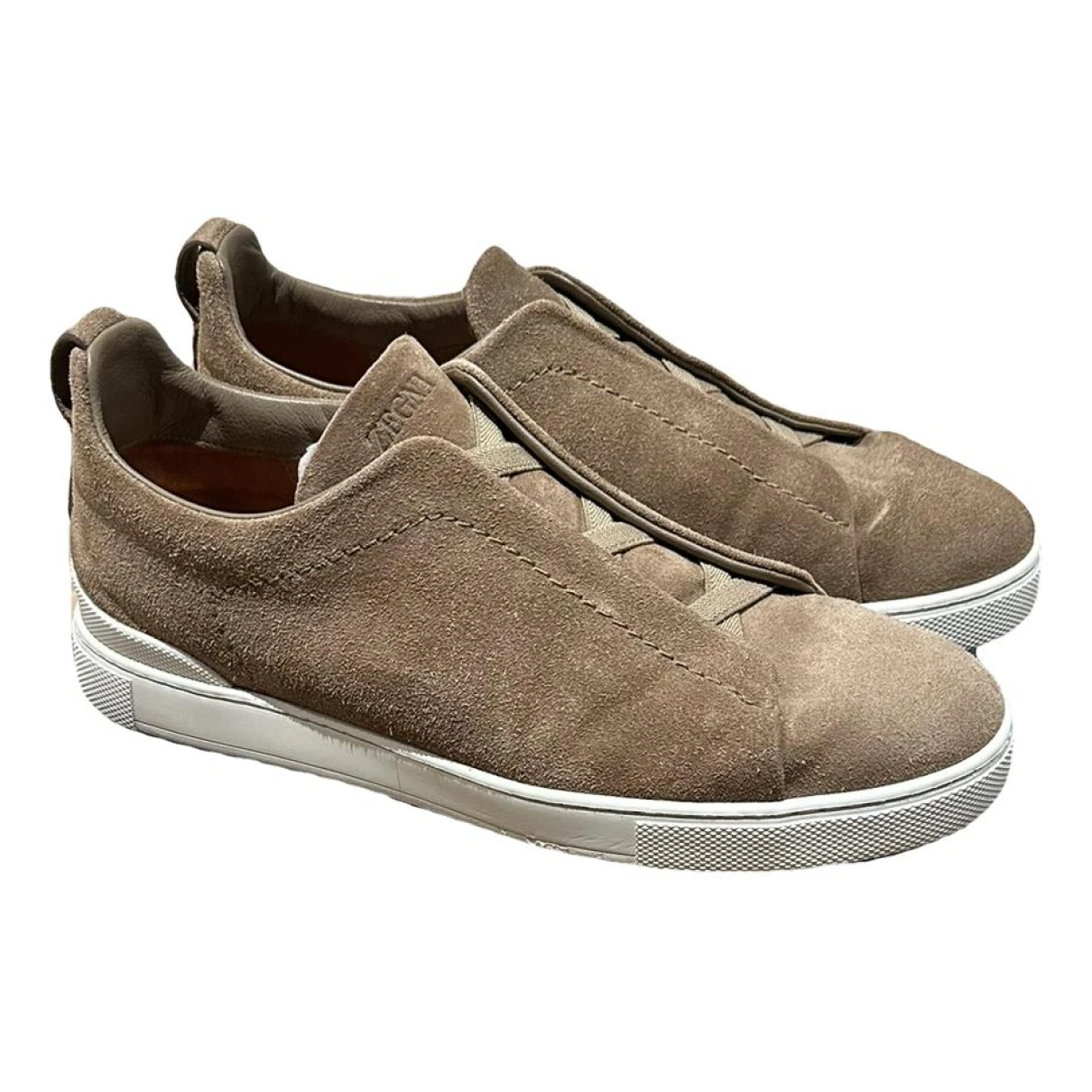 Pre-owned Zegna Low Trainers In Beige