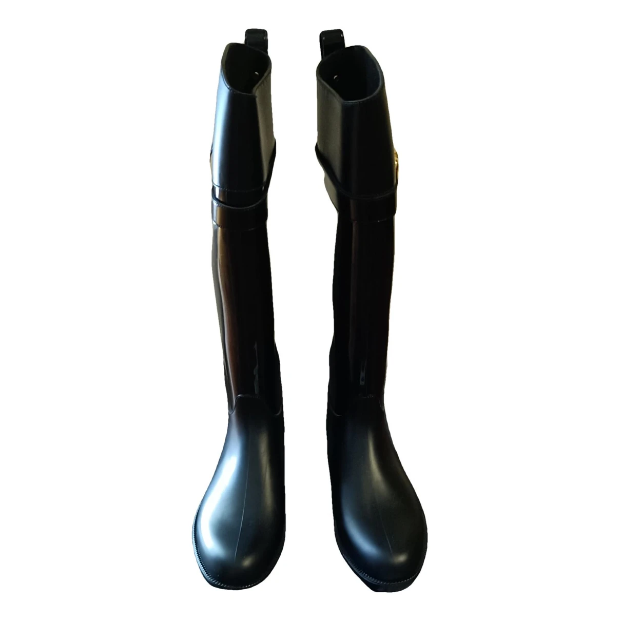 Pre-owned Moschino Love Wellington Boots In Black