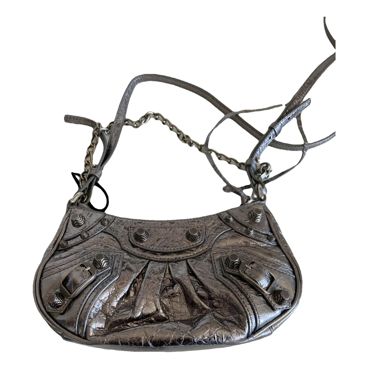 Pre-owned Balenciaga Le Cagole Leather Handbag In Silver