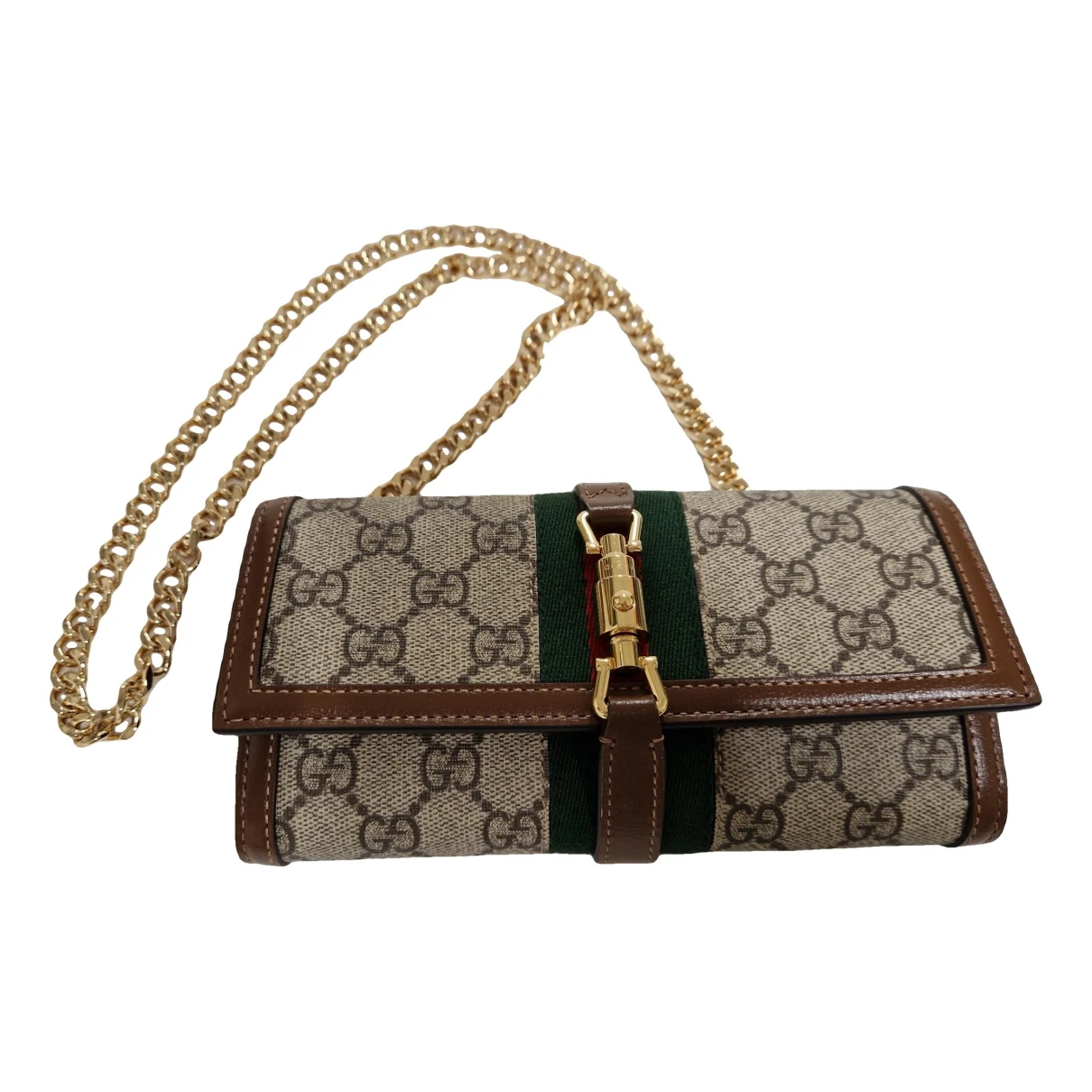 Pre-owned Gucci Jackie Leather Clutch Bag In Brown