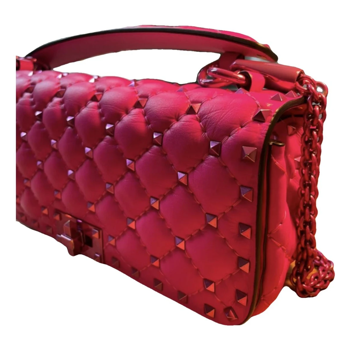 Pre-owned Valentino Garavani Rockstud Spike Leather Handbag In Pink