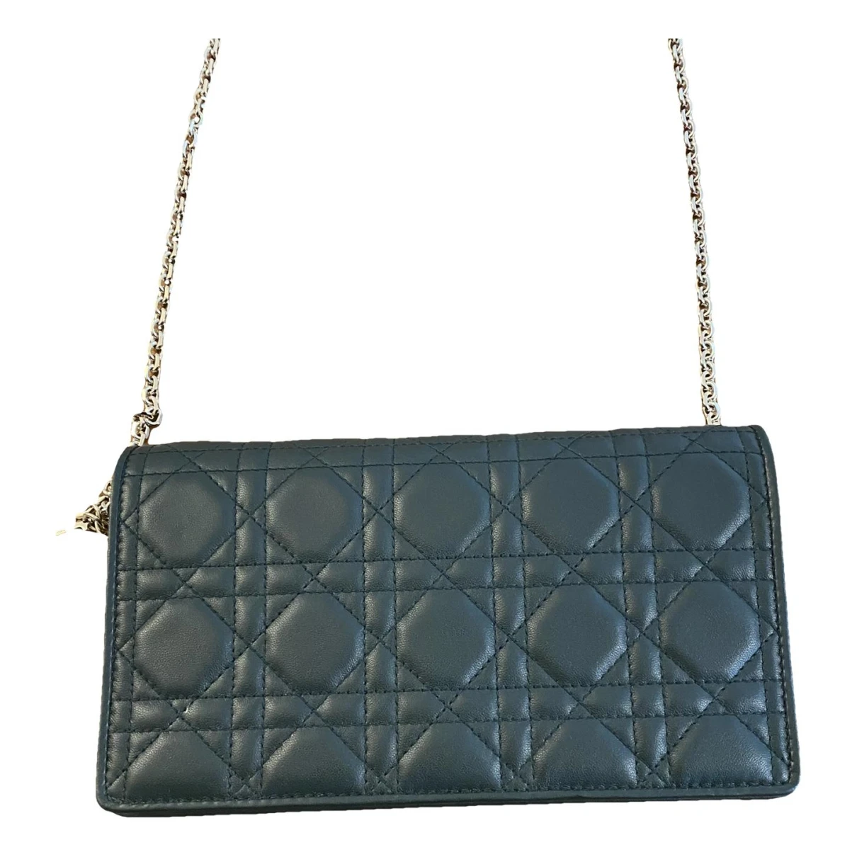 Pre-owned Dior Leather Clutch Bag In Green