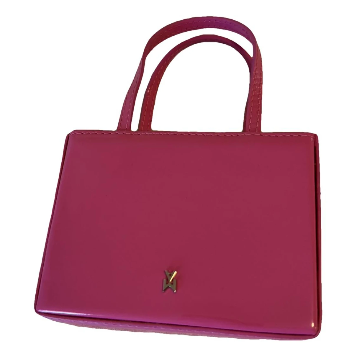 Pre-owned Amina Muaddi Amini Gilda Patent Leather Mini Bag In Pink