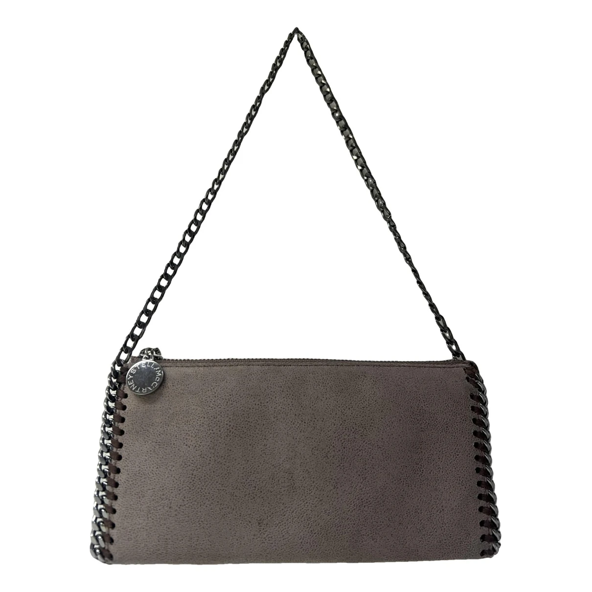 Pre-owned Stella Mccartney Falabella Vegan Leather Clutch Bag In Grey