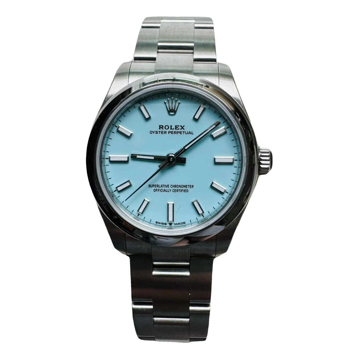 Pre-owned Rolex Oyster Perpetual 31mm Watch In Turquoise