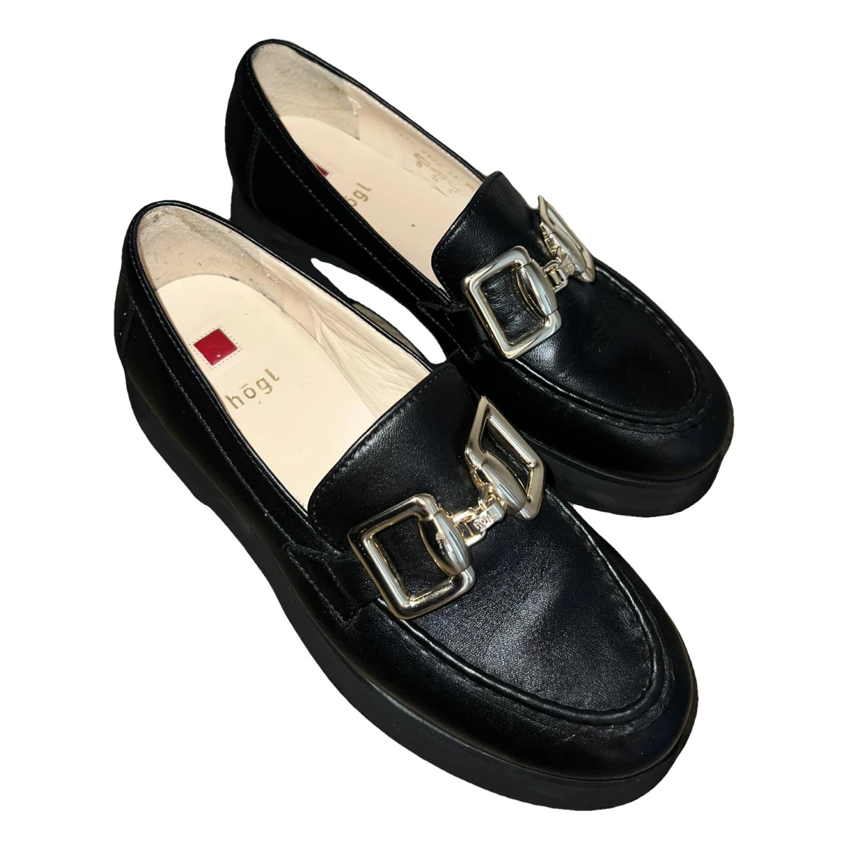 Pre-owned Hogl Leather Flats In Black