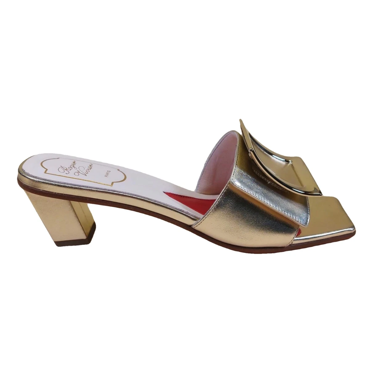 Pre-owned Roger Vivier Leather Mules In Gold