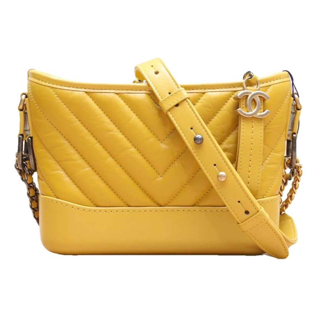 Pre-owned Chanel Gabrielle Leather Crossbody Bag In Yellow