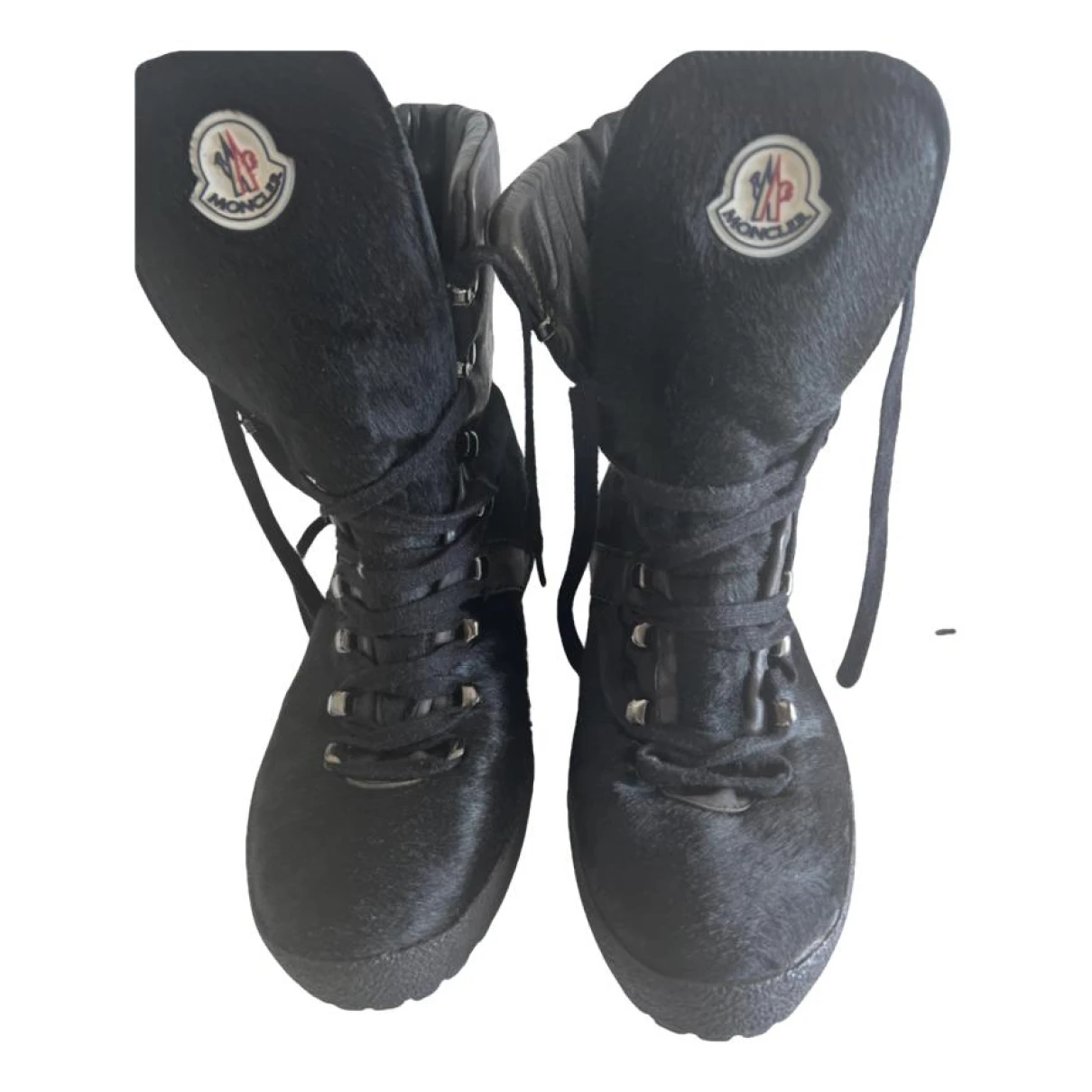 Pre-owned Moncler Leather Boots In Black
