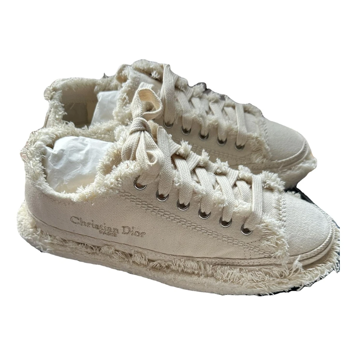 Pre-owned Dior Cloth Trainers In Beige
