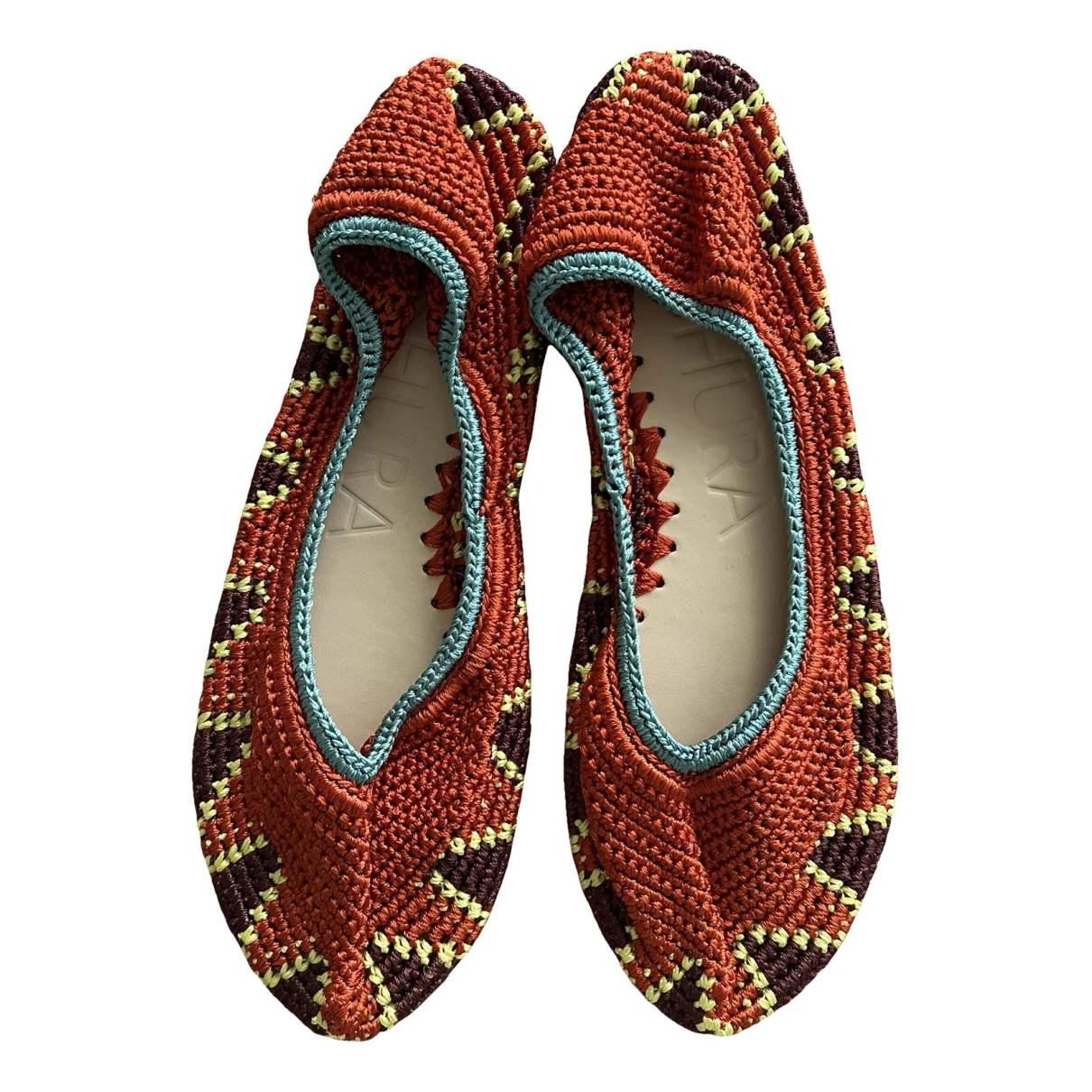 Pre-owned Kashura Cloth Ballet Flats In Red