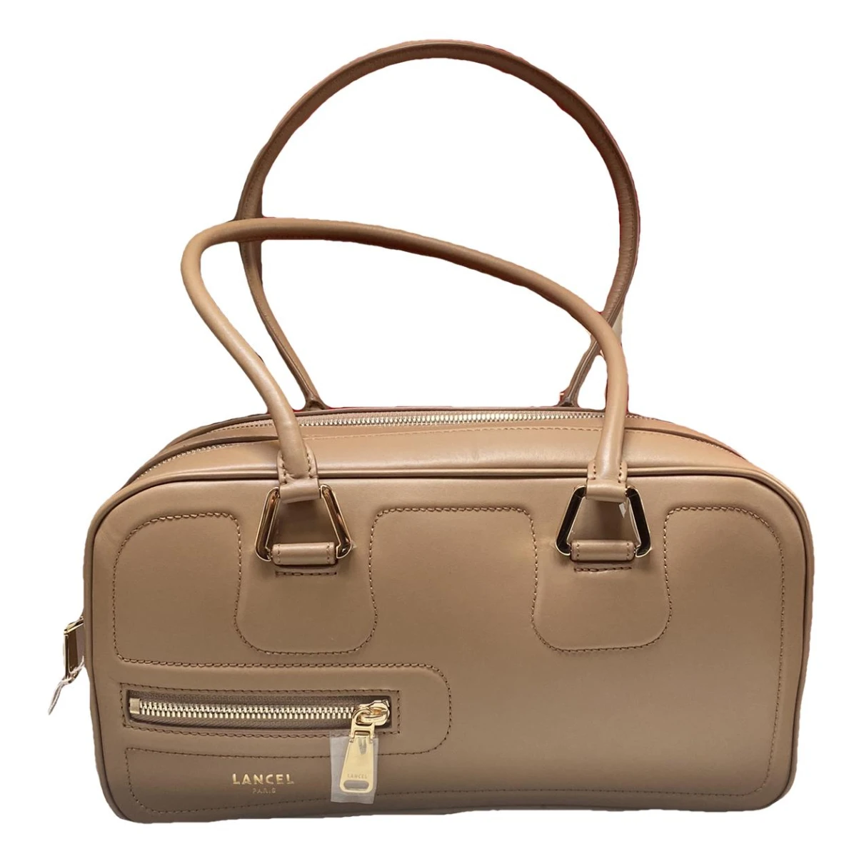 Pre-owned Lancel Ninon Leather Handbag In Beige