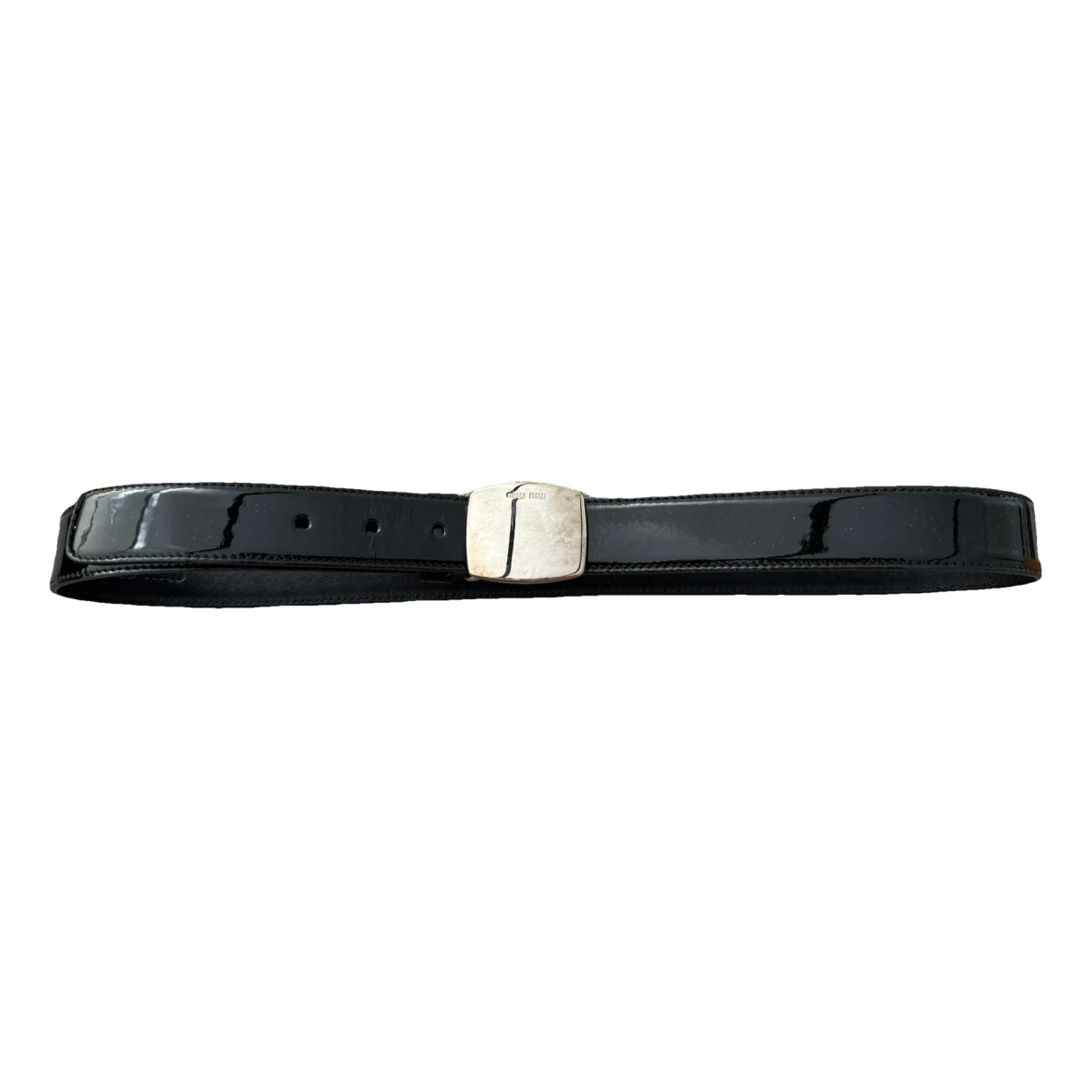 Pre-owned Miu Miu Patent Leather Belt In Black
