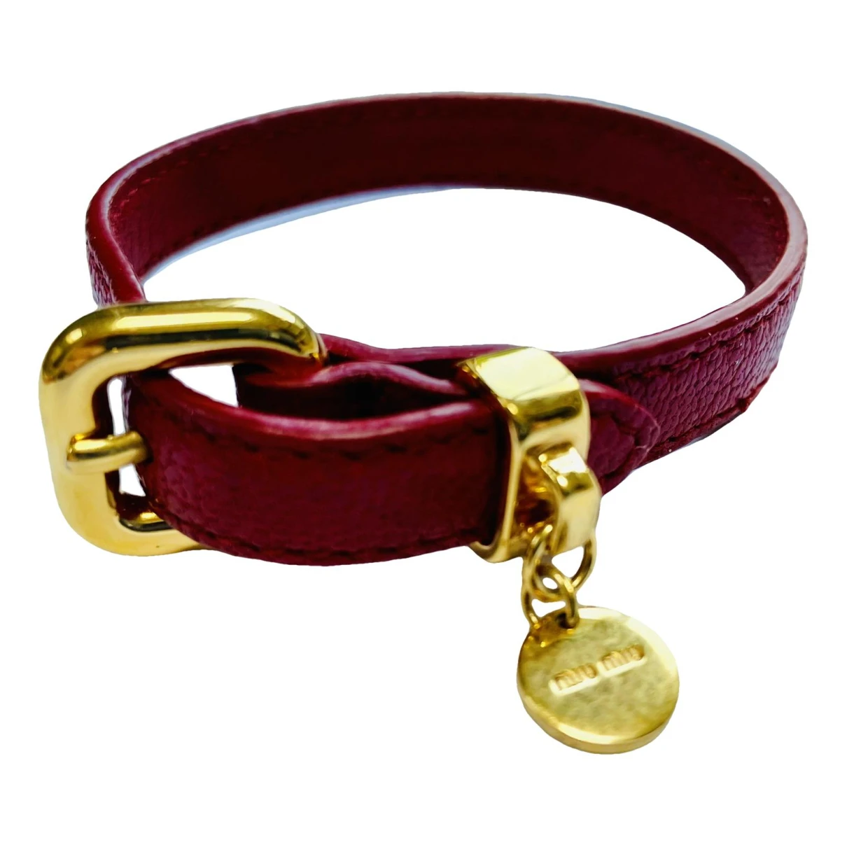 Pre-owned Miu Miu Leather Bracelet In Red
