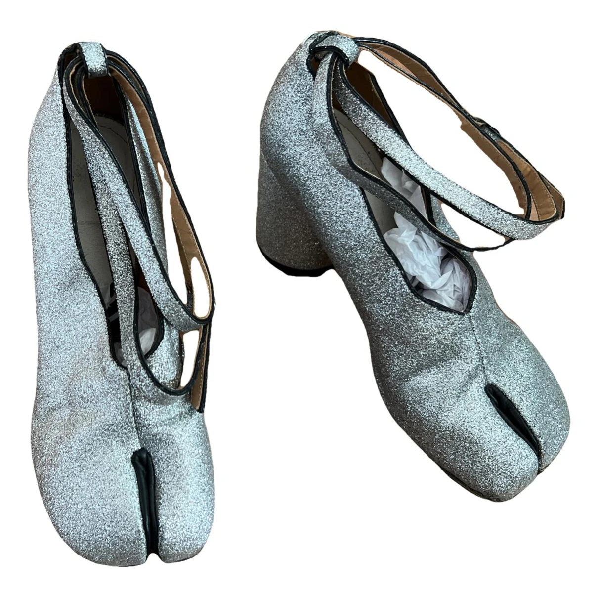 Pre-owned Maison Margiela Glitter Heels In Silver