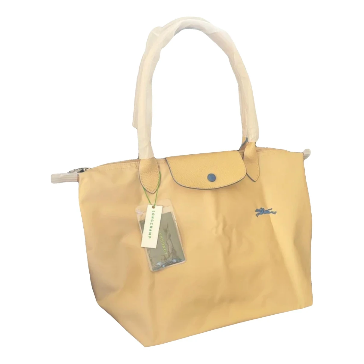 Pre-owned Longchamp Pliage Cloth Handbag In Beige