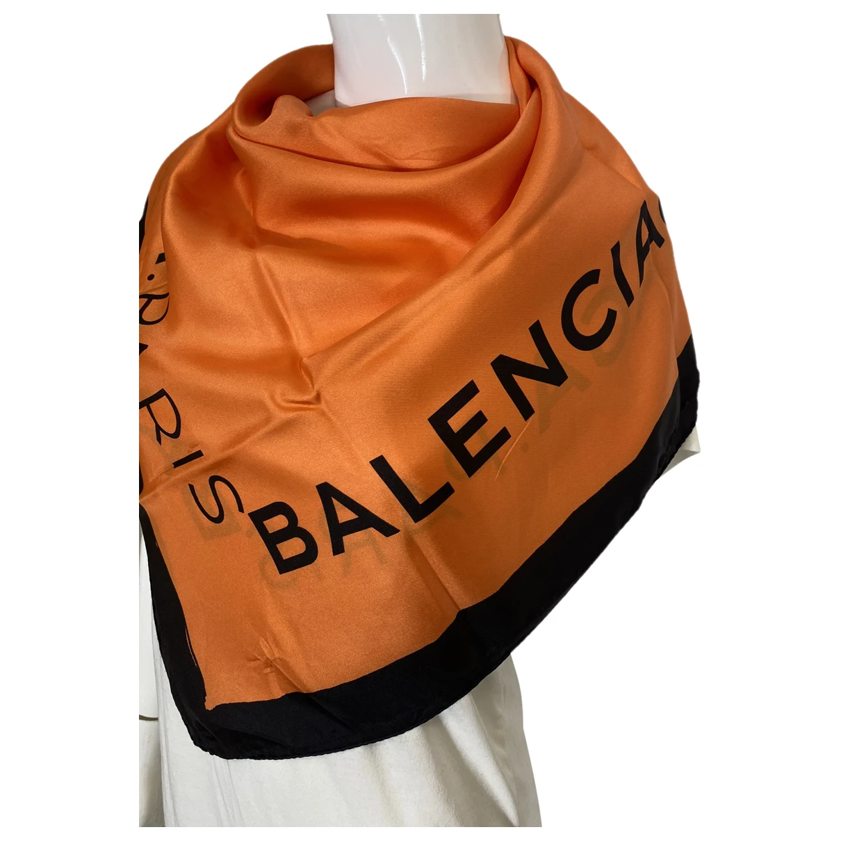 Pre-owned Balenciaga Silk Neckerchief In Orange