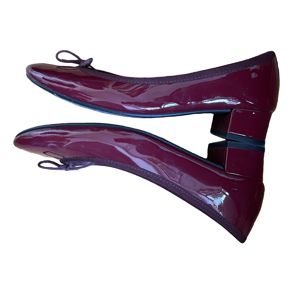 Pre-owned Repetto Patent Leather Ballet Flats In Burgundy