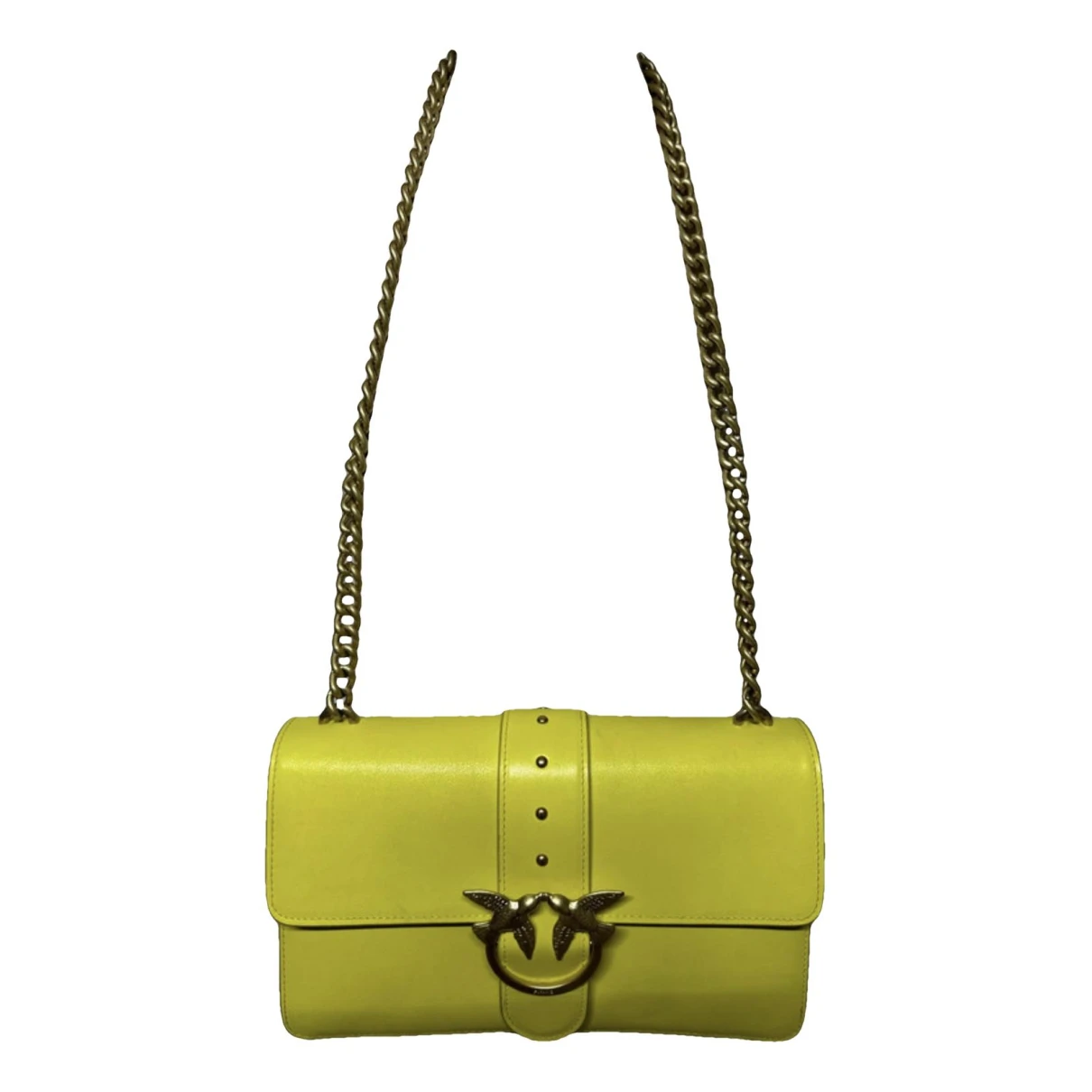 Pre-owned Pinko Love Bag Leather Crossbody Bag In Yellow