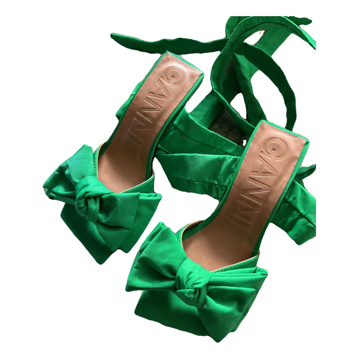 Pre-owned Ganni Cloth Sandal In Green