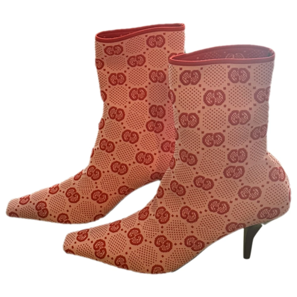 Pre-owned Gucci Cloth Ankle Boots In Pink
