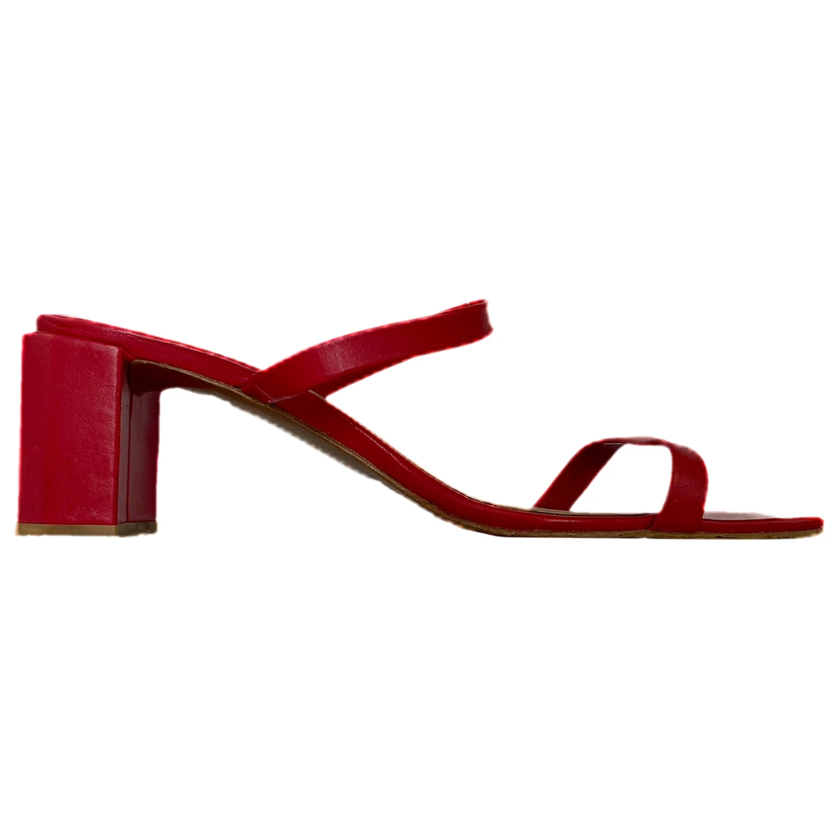 Pre-owned By Far Tanya Leather Sandals In Red