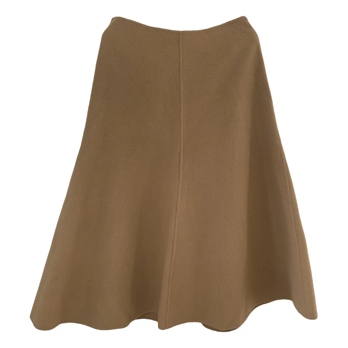 Pre-owned Theory Wool Mid-length Skirt In Camel