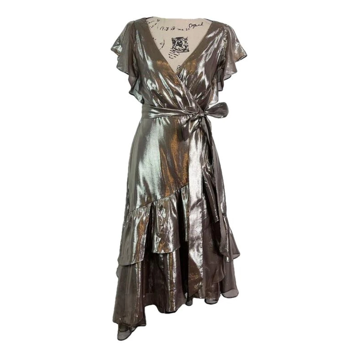 Pre-owned Tanya Taylor Silk Mid-length Dress In Metallic