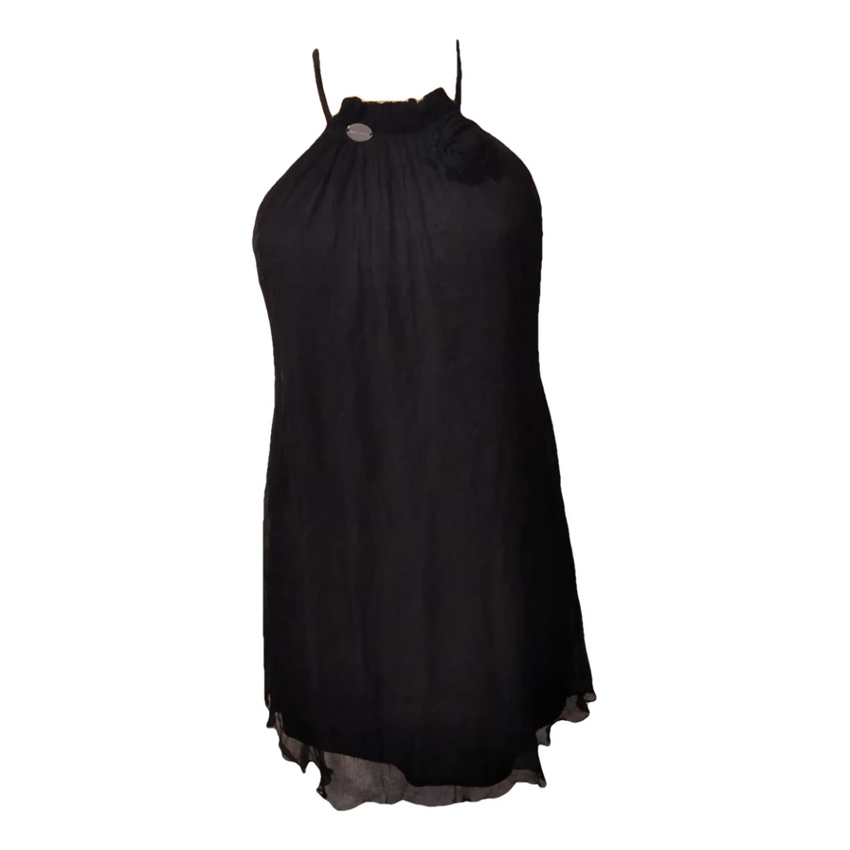 Pre-owned Mangano Silk Mini Dress In Black